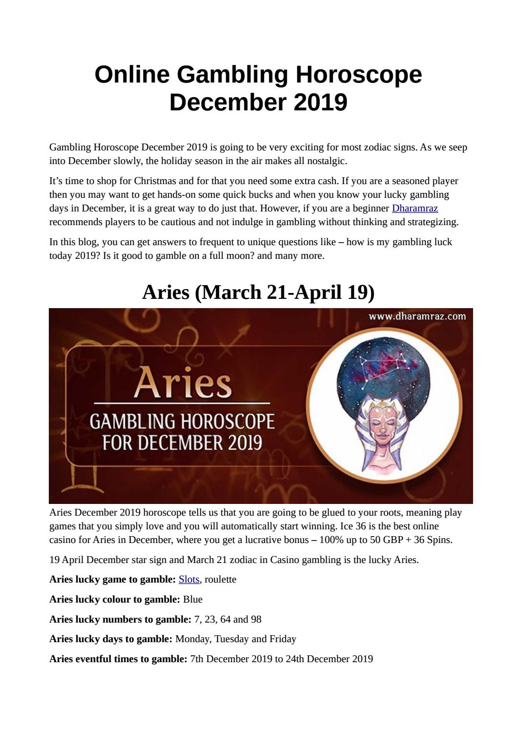 Gambling luck horoscope 2019